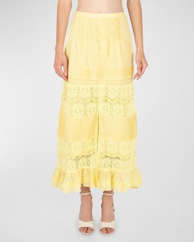SECRET MISSION Marina Lace Maxi Skirt - Yellow