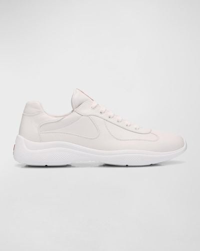 Prada Americas Cup Napa Leather Low-Top Sneakers - White