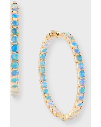David Kord 18k Yellow Gold Hoop Earrings With Opal, 10.79tcw - Blue