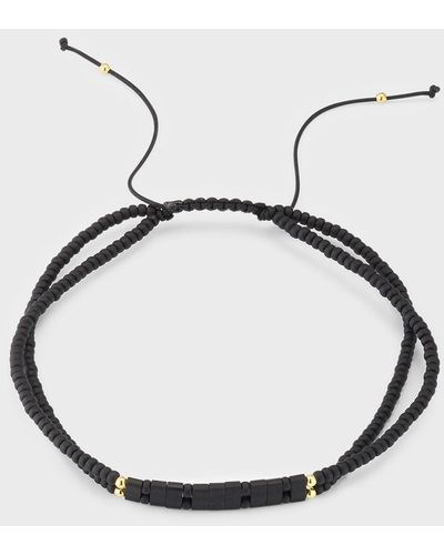 Jan Leslie Glass Micro-Bead Pull Cord Bracelet - Metallic