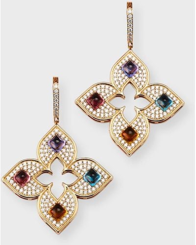 Roberto Coin 18K Rose Earrings With Diamonds And Semiprecious Stones - White