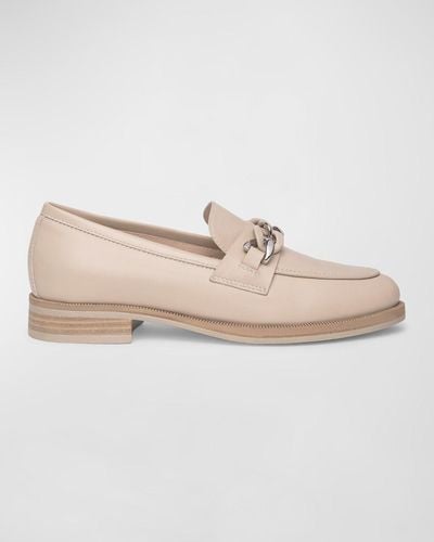 Nero Giardini Leather Chain Slip-on Loafers - Natural