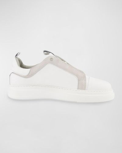 Karl Lagerfeld Leather And Suede Karl Head Low-Top Sneakers - Natural