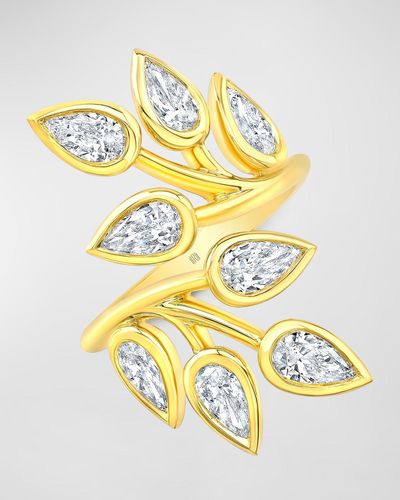 Rahaminov Diamonds 18k Yellow Gold Bezel Set Diamond Branch Ring, Size 6.5 - Metallic