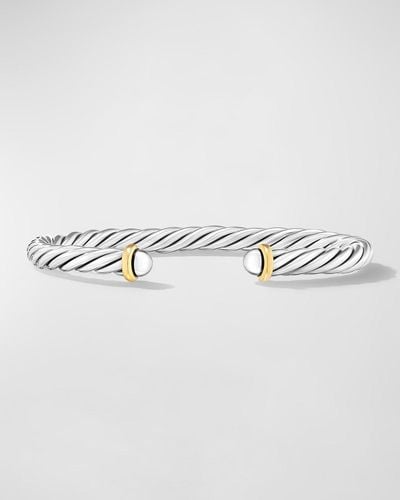 David Yurman Cable Flex Cuff Bracelet With Gemstone And 14K - Metallic