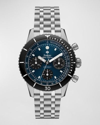 Zodiac Super Sea Wolf Chrono-Automatic Bracelet Watch, 42Mm - Metallic