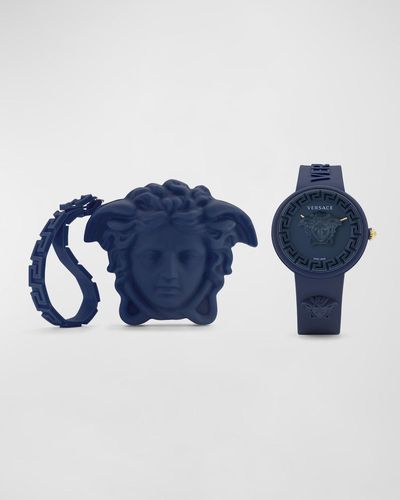 Versace Medusa Pop Silicone Watch, 39Mm - Blue