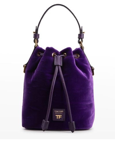 Tom Ford Small Velvet Leather Bucket Bag - Purple