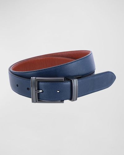 Trafalgar Maverick Reversible Leather Belt - Blue