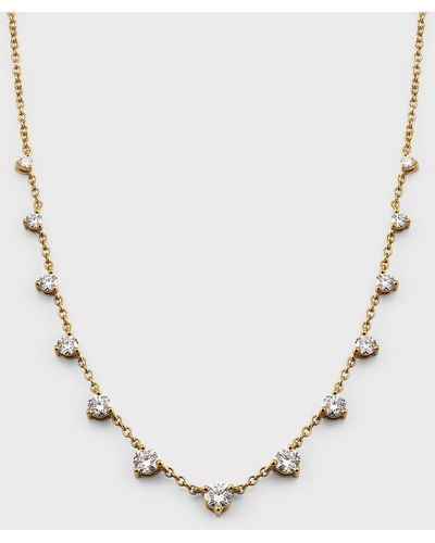 Memoire 18k Yellow Gold 13 Round Diamond Three Prong Necklace, 18"l - Natural