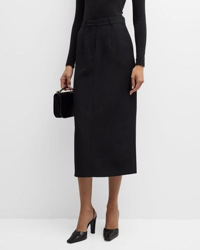 Co. High-Waist Tailored Midi Pencil Skirt - Black