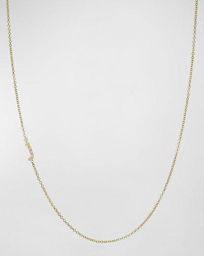 Zoe Lev 14K Diamond Mini Script Initial Pendant Necklace - White