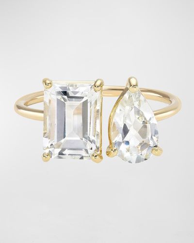 Zoe Lev Emerald And Pear-shape Topaz Ring - White