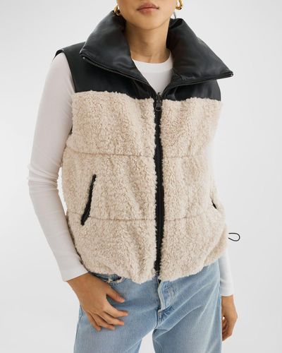 Lamarque Marina Reversible Faux Leather And Fleece Vest - Natural