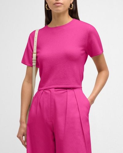 SABLYN Charleston Short-Sleeve Cashmere Sweater - Pink