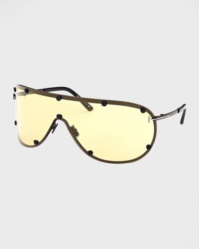 Tom Ford Kyler T-logo Rimless Shield Sunglasses - Metallic
