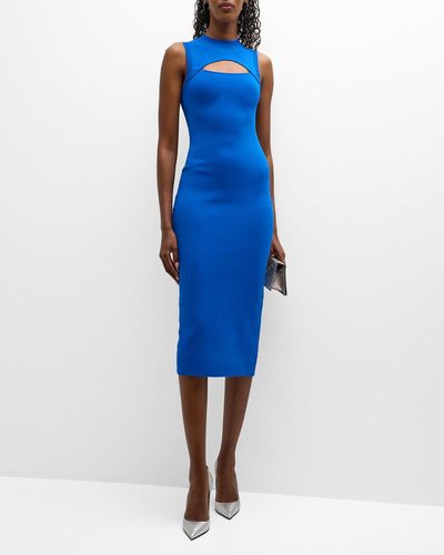 Victoria Beckham Vb Body Cutout Knit Body-Con Midi Dress - Blue