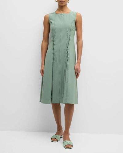 ADEAM Giselle Laced Dart Sleeveless Zip-front Dress - Green