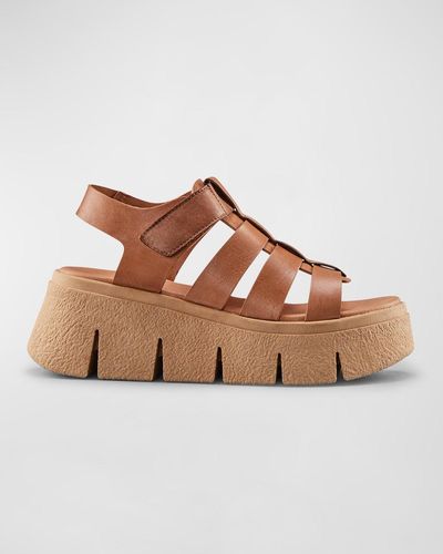 Cougar Shoes Antony Caged Leather Wedge Sandals - Brown