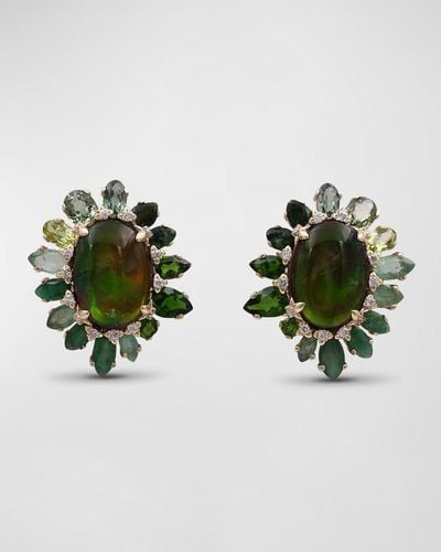 Stephen Dweck Multi-gemstone And Diamond Earrings - Green