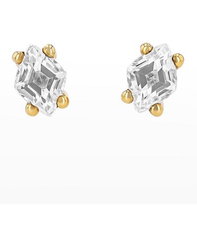 KALAN by Suzanne Kalan Diamond-Cut Topaz Stud Earrings With Diamond Center - Metallic