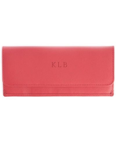 ROYCE New York Rfid Blocking Clutch Wallet, Personalized - Red