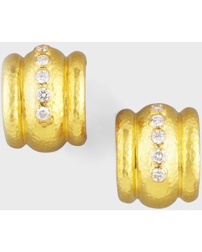 Elizabeth Locke Amalfi Diamond 19k Gold Huggie Earrings - Metallic