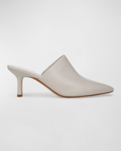 Vince Penelope Leather Point-toe Mules - White