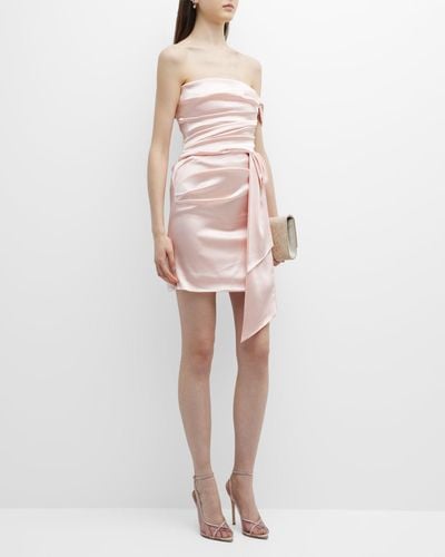 Halpern Off-The-Shoulder Draped Corset Mini Dress - Pink