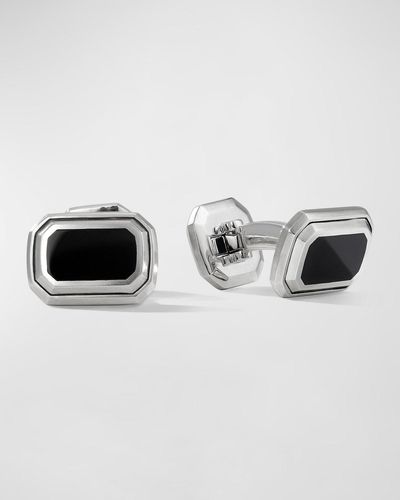 David Yurman Deco Cuff Links With Gemstones In Silver, 17mm - Black