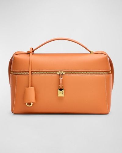 Loro Piana Extra Bag L27 Leather Saddle Bag - Orange