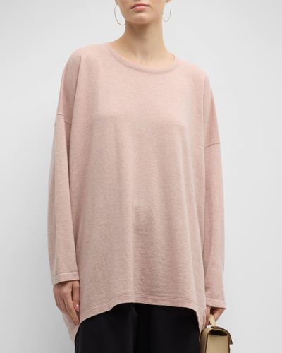 Eskandar Smaller Front Larger Back Sweater (Long Length) - Pink