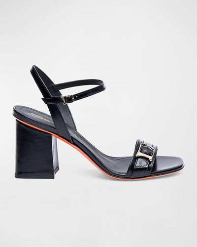 Santoni Calypso Leather Ankle-Strap Sandals - White