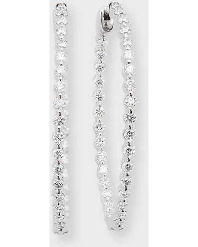 Neiman Marcus 18k White Gold Diamond Hoop Earrings