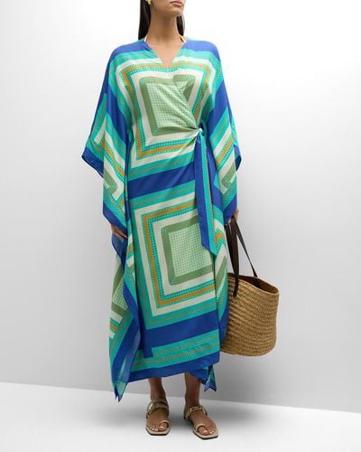 Jonathan Simkhai Isabell Scarf-print Voile Robe Coverup - Blue
