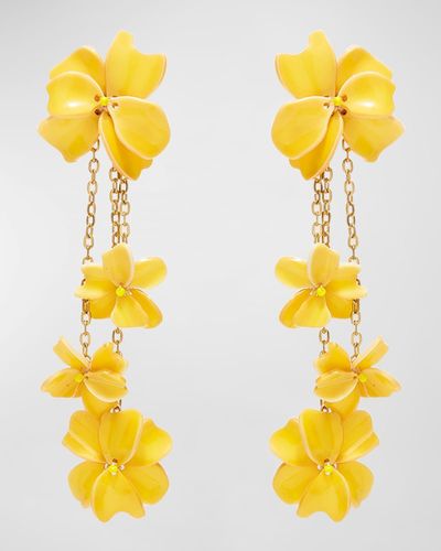 Oscar de la Renta Floral Chandelier Earrings - Yellow