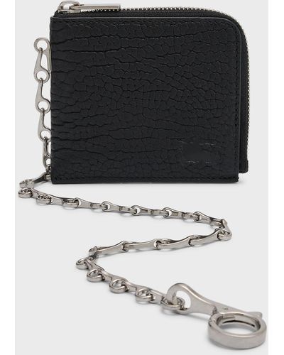 Burberry Leather B Chain Zip Wallet - Black