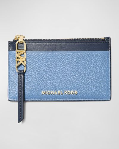 MICHAEL Michael Kors Small Zip Leather Card Holder - Blue