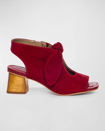 Bernardo Lizzie Suede Knot Zip Sandals - Red