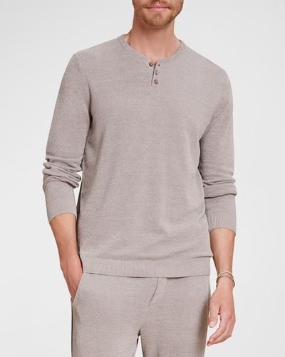 Barefoot Dreams Henley Pullover Sweater - Gray