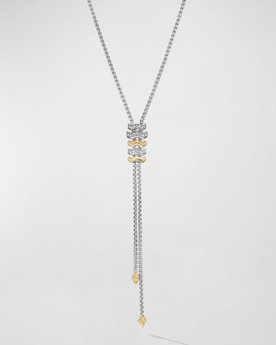 David Yurman Zig Zag Stax Y Necklace With Diamonds - White