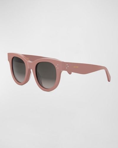 Celine Tortoiseshell Acetate Cat-Eye Sunglasses - White