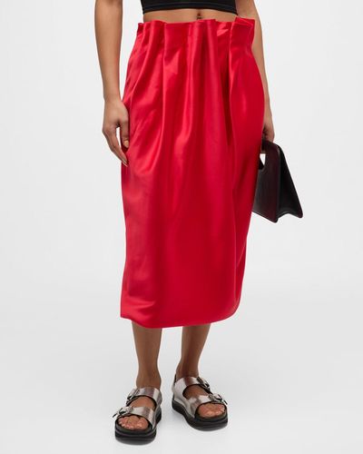 Simone Rocha Pleated Waist Pencil Skirt - Red