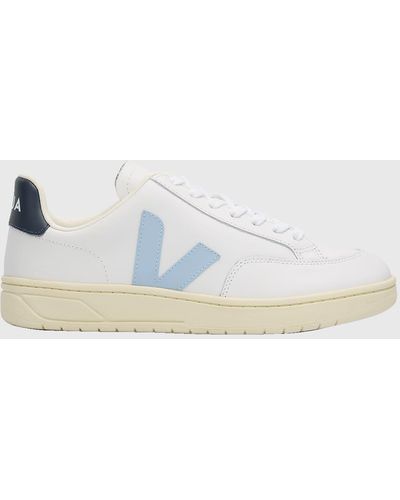 Veja V-12 Colorblock Leather Court Sneakers - Blue