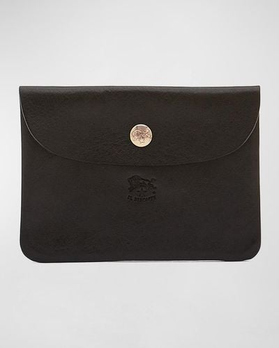 Il Bisonte Leather Envelope Card Case - Black