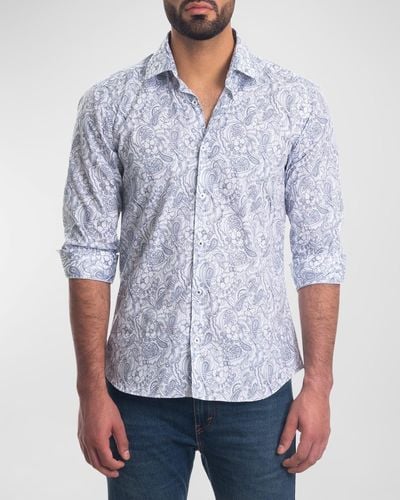 Jared Lang Paisley Button-Down Shirt - Blue