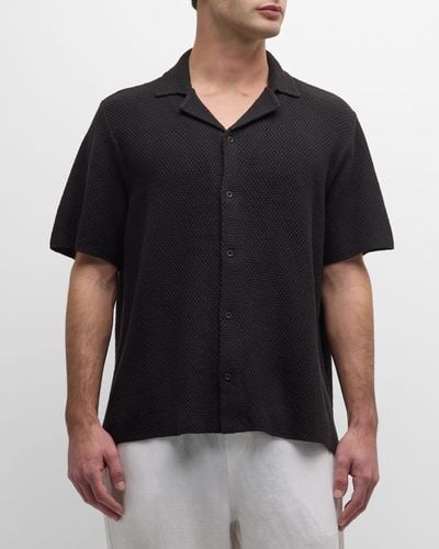Onia Cotton Textured Camp Shirt - Black