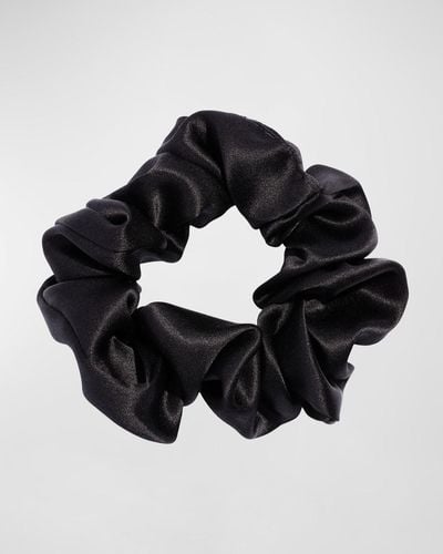 L. Erickson Silky Charmeuse Medium Pony Scrunchie - Black