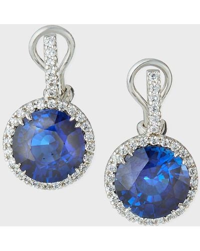 Fantasia by Deserio Pave-set Lab Grown Sapphire Drop Earrings - Blue