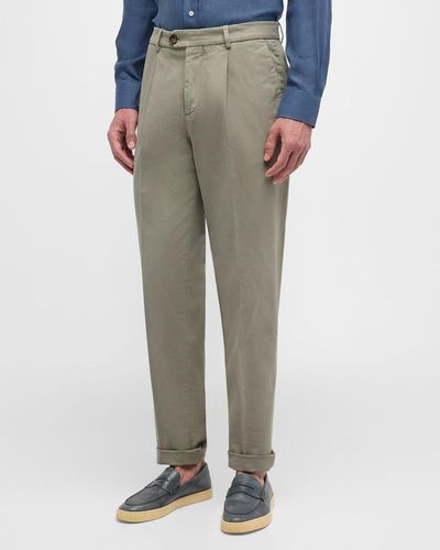 Brunello Cucinelli Single-Pleat Cotton Pants - Multicolor